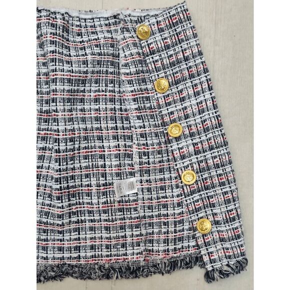 ⚓✨ Nautical Tweed Mini Skirt with Gold Anchor Buttons SIZE S - Picture 3 of 14